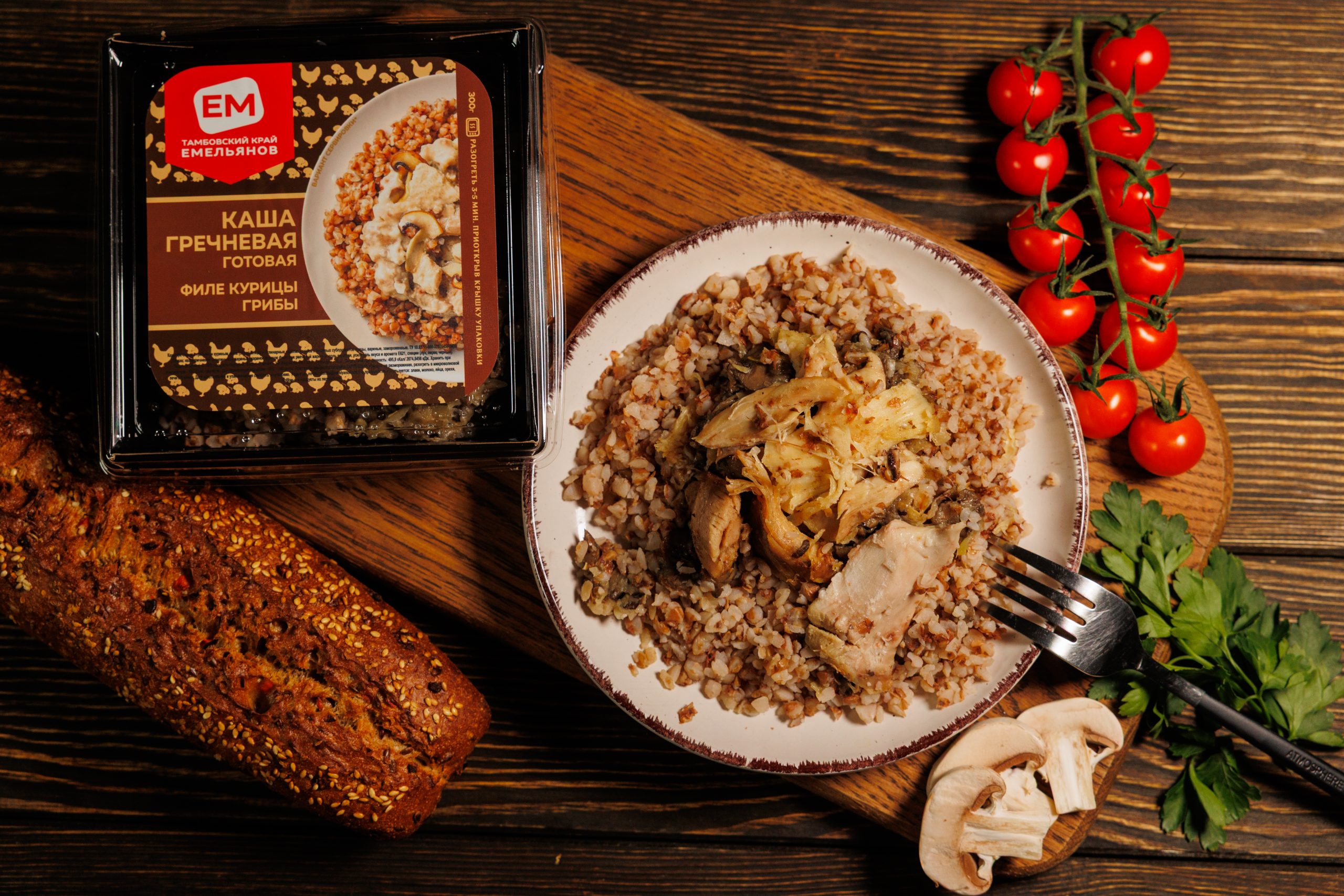 Гречка с куриным филе и грибами